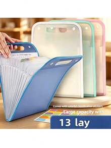 2pcs/1pc Handheld Vertical File Bag, Large Capacity 13-Layer Vertical File Bag, Vertical Accordion Bag, File Folder And File Bag, Portable File Storage Bag, A4 Handheld Large Capacity Multi-Layer Storage Bag, Document Classification And Organization Bag, Insert File Folder, Handheld File Folder A4 Storage Bag. Office Storage Bag, Office And School Supplies, University Essential, Stickers, Pens, Education, Colors, School Supplies, Pen Holder, Pen Box - Multicolor - View 3