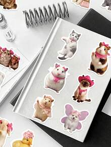 54pcs Cute Pink Pet Stickers, Waterproof Vinyl Stickers, Suitable For Water Bottles, Laptops, Phones, Suitcases, Guitars - Multicolor - View 7