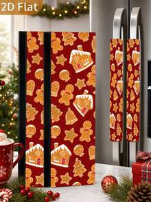 1/2Pcs Christmas Refrigerator Handle Covers, Gingerbread Man, Christmas Tree, Bell Pattern, With Hook & Loop Fastener, Suitable For Refrigerator, Oven, Microwave, Dishwasher, Christmas Holiday Kitchen Decoration - View 8