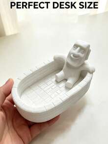 Creative Figurine Bathtub Shaped Storage Tray, Desktop Decor Storage Ornament, Ins Cream Style Jewelry Dish, Vanity Jewelry Storage Solution, Entryway Key & Miscellaneous Organizer Box, Fun Decorative Ornament, Christmas Decor Accessory, Holiday Gift Idea - White - View 10