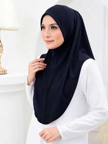 1pc Women's Large Convenient Hijab Head Scarf, Sweat-Absorbing Ready-To-Wear Instant Hijab - Multicolor - View 8