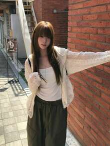 Cardigan Rajut Longgar Berongga Gaya Korea Terbaru untuk Wanita, Cocok untuk Musim Gugur. - Putih - View 5