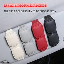 Leather Car Fashion Glasses Holder, Car Sun Visor Glasses Storage Organizer Clip, Universal Vehicle Card And Glasses Clip - Style a - View 5