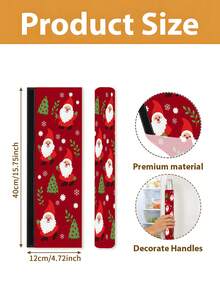 1/2Pcs Christmas Refrigerator Handle Covers, Santa Claus & Christmas Tree Pattern, With Hook And Loop, Suitable For Refrigerator, Oven, Microwave, Dishwasher, Christmas Holiday Kitchen Decor - View 2