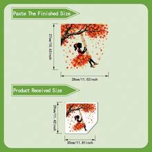 1pc Autumn Maple Leaf Swinging Skirt Window Sticker, Silhouette Tree Falling Leaves Butterfly Autumn Sticker, Removable Window Sticker, Autumn Harvest Thanksgiving Home Decor Sticker - 1PC - View 5