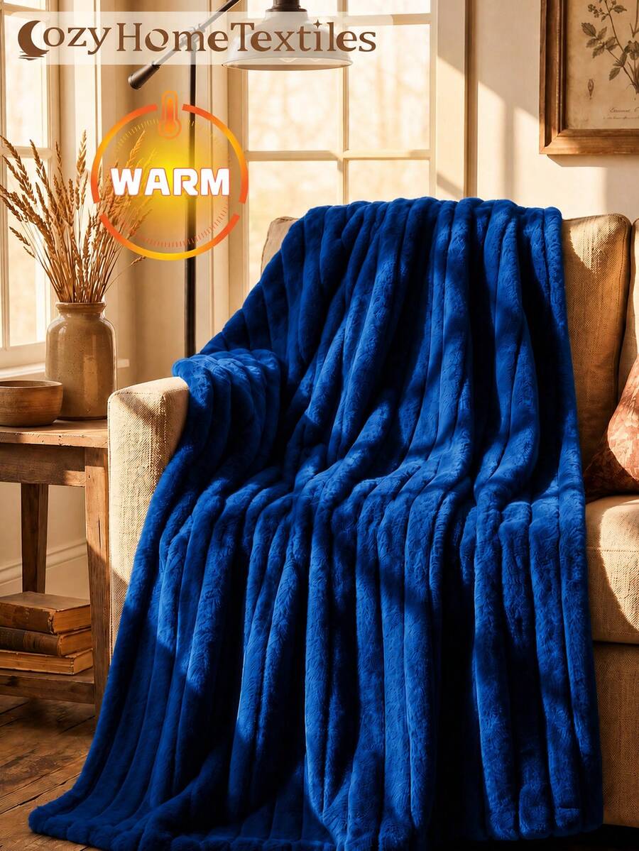 1pc Flannel Blanket, Soft Country Style Striped Throw, Luxurious Style, Easy Care And Lightweight, Multi-Purpose Blanket For Sofa And Bed, Multiple Sizes And Colors Available, Machine Washable, Bedroom Decor