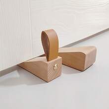 2pcs Set Large Solid Wood Door Stopper, Creative Raised Anti-Collision Door Wedge, Suitable For Bedroom, Movable Top Wooden Anti-Collision Door Stopper With Non-Slip Pad At The Bottom - A - View 8