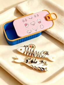 Cute Aesthetic Jewelry Stickers Mini Jewelry Storage Box, With Fishbone Divider And Snap Seal, Portable Jewelry Box For Earrings, Rings, Necklaces, Suitable For Commuting, Short Trips, Desktop Vanity, Ideal For Jewelry Lovers, Portable Earring Box, Mini Jewelry Organizer, Portable Ring Storage Box, Cartoon Jewelry Box, Travel Small Jewelry Storage Box - Multicolor - View 7