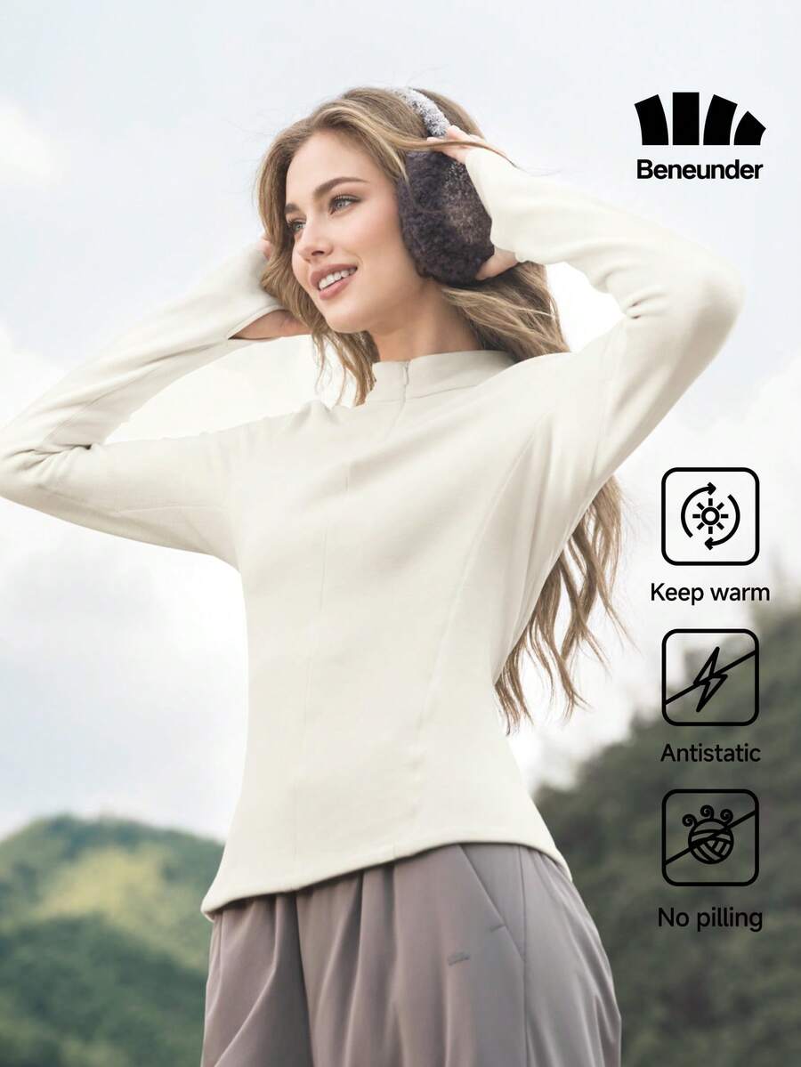 Beneunder 女款抓絨底層半拉鍊上衣 PM002 - 椰米白 - 查看 1
