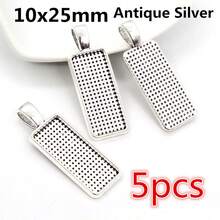 5pcs Rectangle Pendant Cabochon Blank Base Setting Bezel Tray 10x50mm/10X25mm/25x50mm Inner Size Alloy DIY Jewelry Making Accessories - Rectangular Base - View 15