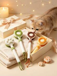 1pc 3-In-1 Retractable Cat Grooming Tool, Multi-Sided Massage & Itch Relief Stick With Interactive Cat Teaser, Suitable For Indoor Cats, Gentle Pet Deshedding Brush, Retractable Comb Teeth, One-Click Cleaning, Detangling & Anti-Frizz Styling Comb - Ornaments - View 9
