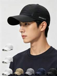 1pc Unisex Breathable Mesh Outdoor Quick-Dry Perforated 5-Panel Cap, Adjustable Size, Lightweight Summer Sports Sun Protection Short Brim Duck Bill Baseball Cap For Running - OLB - View 7