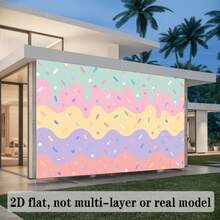 2D Plane Macaroon Sweet Ripple Candy Crumbs Theme Background Cloth, Gradient Contrast Wave Collocation, Convenient To Use Without Power Supply, Suitable For Indoor And Outdoor Scenes. Wall Decoration, Suitable For Room Decoration. - 1 - View 6
