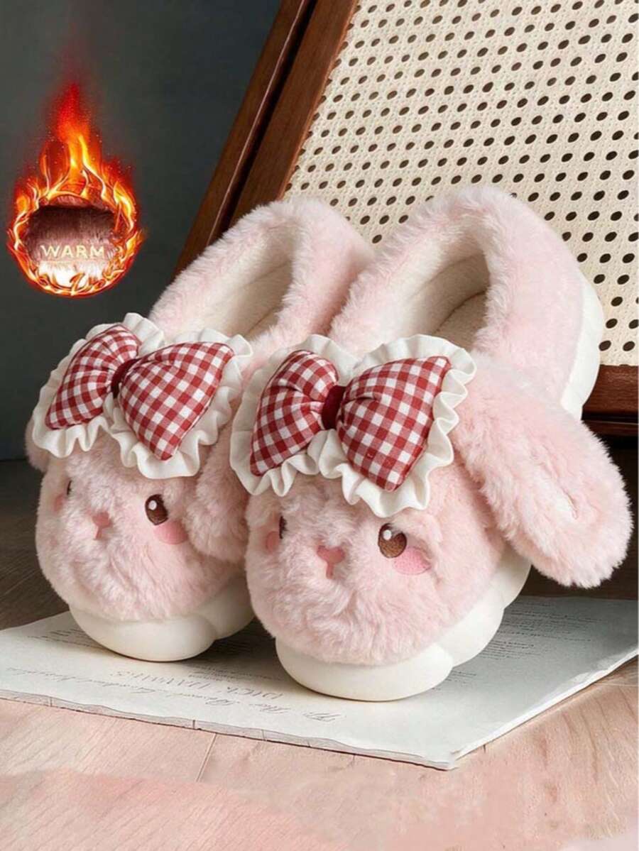 Women's New Low Heel Soft Sole Minimalist Winter Warm Daily Comfortable Casual Autumn/Winter Fur Slippers - Pink - View 1