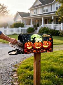 Bộ trang trí hòm thư Halloween 1 món, họa tiết mèo đen, bí ngô và dơi, phù hợp trang trí nhà cửa Halloween, trang trí sân vườn, đạo cụ chụp ảnh, trang trí nhà ma, hoạt động Trick or Treat Halloween - Một kích cỡ phù hợp cho tất cả - Xem 4