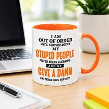 Funny Sarcastic Coffee Mug, I Am Out Of Order Humor Quote Ceramic Cup, Rude Gag Gift For Friends Coworker Birthday Party Holiday Present - Multicolor - View 10