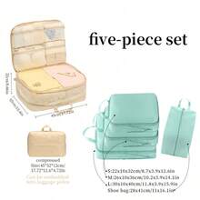 Expandable Compression Travel Clothing Storage Bag, Multi-Compartment Luggage Organizer With Luggage Strap And Handle, Waterproof Washable Twill Fabric Dustproof And Moisture-Proof Storage Cube, Suitable For Shirts, Underwear, Socks, Bras - Multicolor - View 16