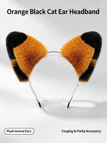 Cosplay Beast Ears Head Accessories Cute Soft Plush Cat Ear Headband, Festival Costume Fox Ear Hairband, Color‑Blocked Atmosphere Decorative Accessory - Multicolor - View 12