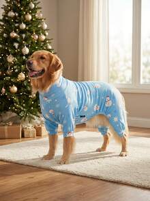 1PC Christmas Dog Pajamas - Soft Warm And High Stretch Full Coverage Pet Rompers, Anti Licking & Bug Protective Jumpsuit For Small Medium Large Dogs, Christmas All Over Printing Dog Clothes - Cute Cartoon Snowman Pattern - Multicolor - View 5