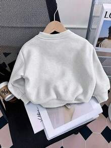 3-delat set med rundhalsad sweatshirt, tryck med kapybara, donut och milk tea-mönster, ny bekväm babyoutfit för höst/vinter - Rosa - Visa 6