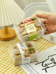 Transparent Lidded Sandwich Box, Rectangular Plastic Takeout Container, Baking Packaging Box, Suitable For Cakes, Toast, Sandwiches, Home Baking, Coffee Shop Takeout Supplies - Transparent - View 2
