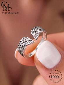 1件正品奢華可調節翅膀戒指，適合女性、女孩、女士，理想約會禮物或精緻珠寶 - 守護翅膀 - 查看 1