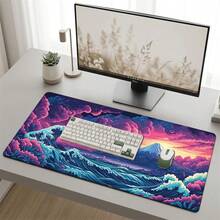 Volcano Wave Cloud Pattern Gaming Mouse Pad, Non-Slip Rubber Desk Mat, Smooth Sliding Surface, Suitable For PC Laptop Office Home, Natural Abstract Art Decor, Back To School Supplies - A - View 3