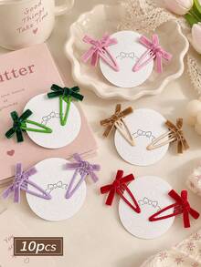 10-Pack Christmas Ribbon Bow BB Hair Clip Set, Red And Green Merry Christmas Print Enameled Snap Hair Clips, Women's Holiday Side Bangs Hair Accessories, Christmas, Christmas Hair Accessories, Party, Cute Style, Prom Hair Accessories, Hair Accessories, Women's Halloween Hair Accessories, Christmas Hair Accessories, Christmas Decorations, Christmas Accessories, Christmas Costumes, Christmas Gifts. - Multicolor - View 8