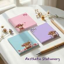 3/6/12pcs Cute Pink, Blue, Purple Floral & Animal Pattern Sticky Notes Set, Children's Sticky Notes, Suitable For Home, School And Office, Random Style - Multicolor - View 8