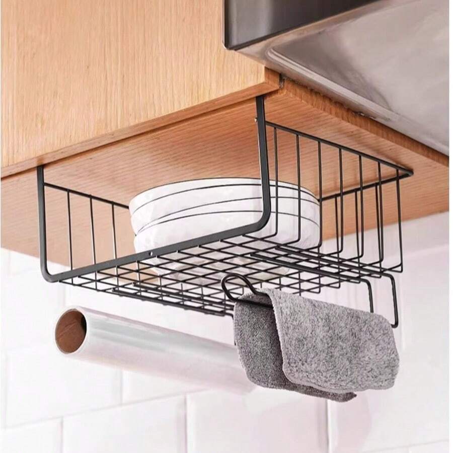 2 Keranjang Penyimpanan Bawah Kabinet, Keranjang Penyimpanan Kawat Gantung untuk Dapur, Kantor, Ruang Penyimpanan Makanan, Kamar Mandi, dan Kabinet - MultiWarna - View 1