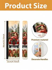 1/2Pcs Christmas Fridge Handle Covers, Santa Claus, Red Truck, Gift Box, "Merry Christmas" Pattern, With Hook And Loop, Suitable For Refrigerator, Oven, Microwave, Dishwasher, Christmas Holiday Kitchen Decor - View 2
