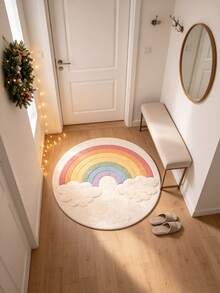 1pc Sweet Rainbow Round Rug, Pink Heart Colorful Polka Dot Modern Round Area Mat, Educational Game Mat, Decorative Rug, Modern Round Area Mat, Pattern, Rug, Bedroom Decor, Small Rug, Rug, Home Decor, Living Room Rug, Living Room Small Rug, Bedroom Rug, Living Room Home Decor, Washable Rug, Plush Rug, Thick Rug, Thick Rug, Fuzzy Rug, Fluffy Rug, Autumn/Winter Rug, Thick/Plush - Multicolor - View 5