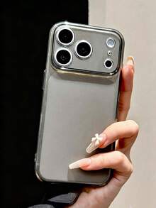 Minimalist Style Transparent Glossy Camera Protection Phone Case Compatible With Iphone 17 ProMax, 17Pro, 17, 16 ProMax, 15, 14, 13 Pro Max, Matte Transparent Back Panel - Transparent Black - View 2