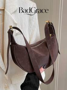 1pc Women's Fashion Solid Color Minimalist Shoulder Bag, PU Leather Material, Suitable For Dating, Shopping And Other Occasions - Coffee - View 4