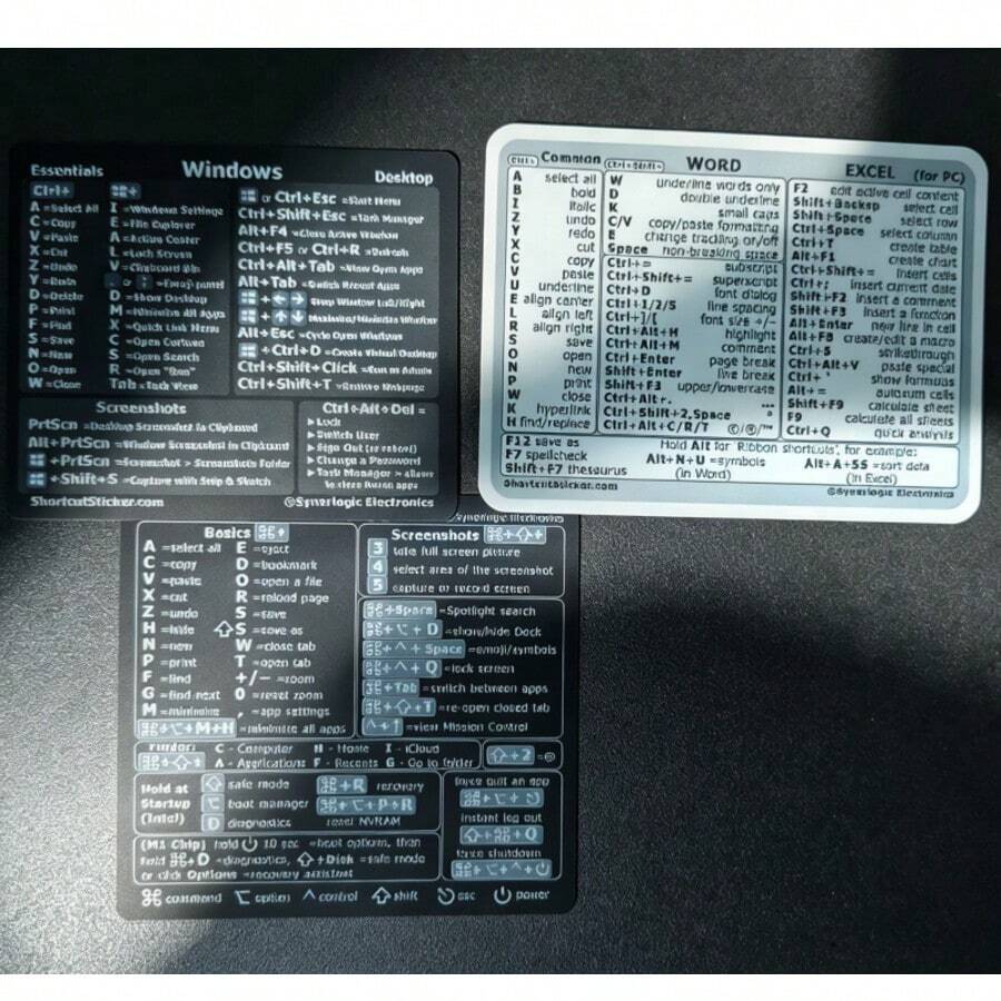 3pcs/Set Stiker Pintasan Keyboard Komputer, Stiker Laptop, Tombol Pintasan Windows, Tombol Pintasan Word & Excel, Tahan Air & Dapat Digunakan Kembali - MultiWarna - View 1