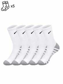 1/5/10/20 Pairs Men's Small Hook Pattern Mid-Calf Socks, Striped Sole Design, Simple Versatile, Comfortable Soft Sports Running Socks - Multicolor - View 7