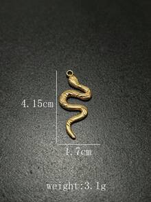 3/5pcs 3D Textured Snake Pattern Stainless Steel Pendant 18K Gold Color Preserved Snake Shape Charm DIY Handmade Bracelet Necklace Accessories - Multicolor - View 4