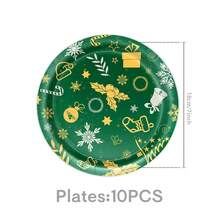 50PCS Christmas Paper Tableware Kit, Golden Foil Snowflake Disposable Plates Paper Cups Napkins, Festive Table Decor For Christmas Family Gathering Party - Multicolor - View 6