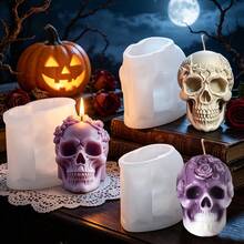 3pcs Halloween Skull Silicone Candle Mold, Halloween Element Plaster Mold - White - View 4