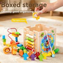 Montessori Early Education Bead Maze Toy Box With Blocks, Fishing Game, Multi-Function Activity Center For Toddlers And Babies, Matching Blocks Educational Toy - Multicolor - View 8