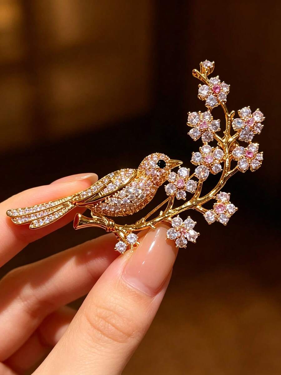 1PC Newly Launched "Joyful Peacock" Brooch For Luxury Coat, Suit And Formal Dress, Small Exclusive High-End Style Pin. - Multicolor - View 1