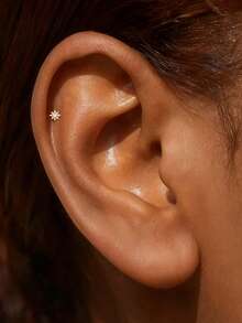 1 buah anting hidung berbentuk bintang segi delapan L dari perak sterling 925, perhiasan tindik hidung hipoalergenik, cincin hidung, unisex, cocok untuk pemakaian sehari-hari dan sebagai hadiah. - Emas - View 8