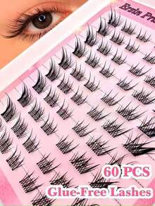 60 قطعة رموش ذاتية اللصق بتصميم C Curl، كثيفة وحجمية، بطول مختلط من 8-16 ملم، لإنشاء مكياج عيون الثعلب الطبيعي، رموش صناعية، رموش صناعية - L - مشاهدة 2
