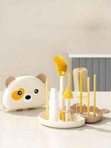 Household Cleaning Cup Brush Set/Portable Drain Rack/Kitchen Essentials/Newborn Essentials/Baby Bottle Brush Set, Compact Size/Dust-Proof & Drop-Resistant/Includes: Bottle Brush/Straw Brush/Drain Rack/Nipple Brush/Dispenser Bottle - Multicolor - View 5