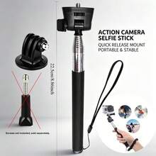 Handheld Extendable Single Tripod Selfie Stick Set, Includes Action Camera Mount Adapter And Thumb Screw, Portable For Outdoor Travel Video Recording And Vlog - one-size - View 2