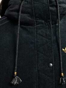 Adidas Originals Women's Patchwork Fur Collar Zip-Up Hooded Sporty Winter Coat - Black - View 4