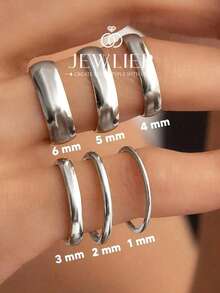 1件 極簡風 2/3/4/5mm S型鏤空純素戒指，精緻女款飾品，完美禮物 - 銀色 - 查看 2