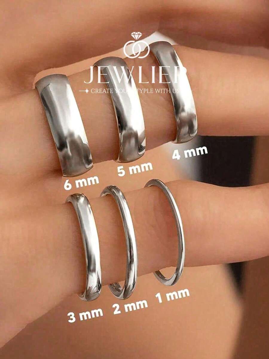 1件 極簡風 2/3/4/5mm S型鏤空純素戒指，精緻女款飾品，完美禮物