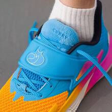 Under Armour Unisex Gradient Velcro Basketball Shoes, Shock-Absorbing, Anti-Torsion, Non-Slip Indoor Court Performance Sneakers - Blue/Orange/Pink - View 5