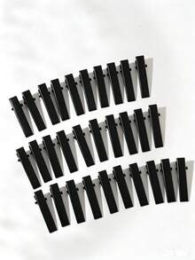 30PCS Black Metal Crocodile Shaped Hair Clips, Minimalist Solid Color Hair Accessories - Black - View 1